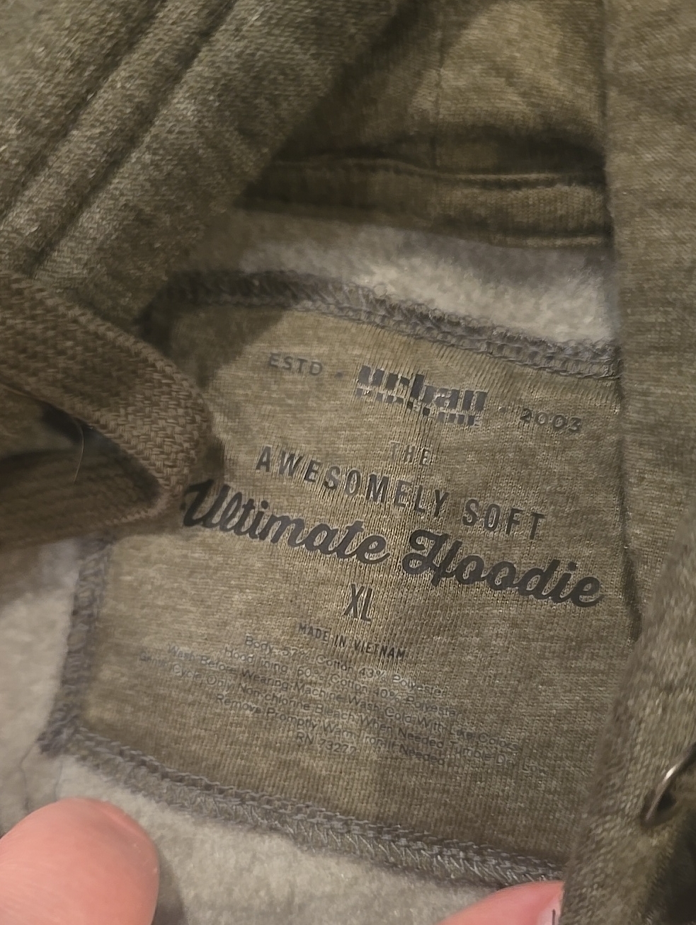 New Olive Green Zip Up Hoodie — image 2 of 2